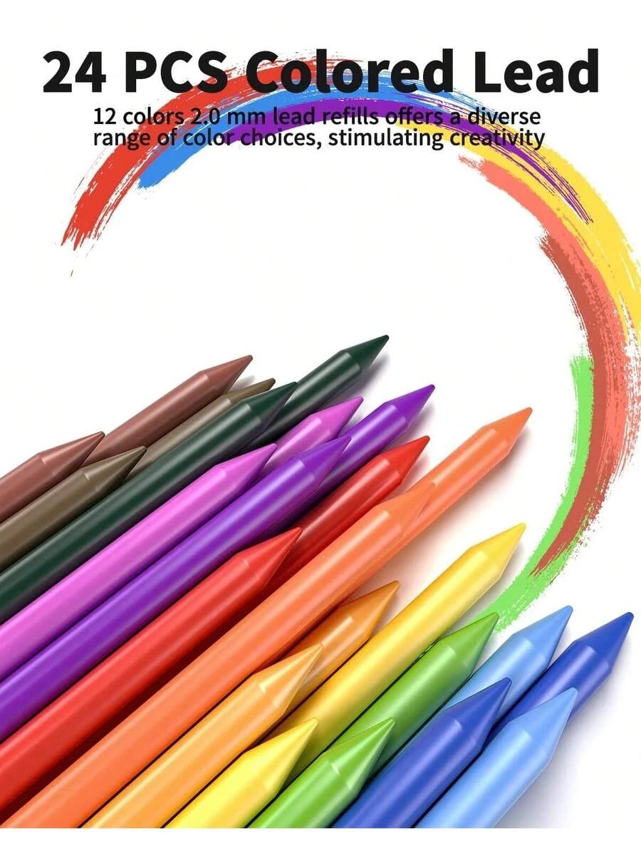 21PCS Metal Mechanical Pencil Art Lead 0.3 0.5 0.7 0.9 2mm Holder HB 2H/ 2B/ 4B