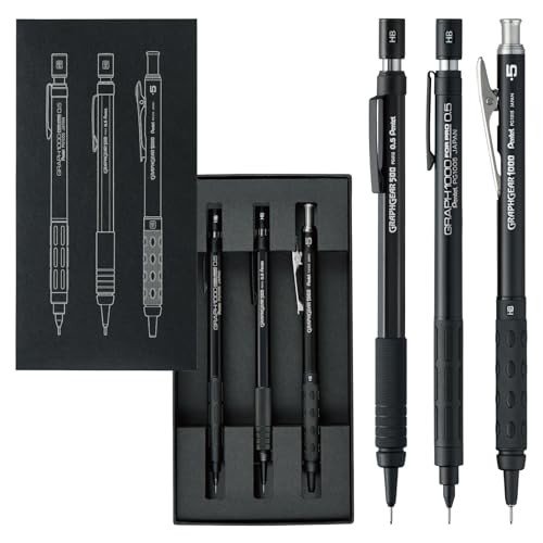 3-Pieces Pentel Mechanical Pencil for Drafting, PGANAST 0.5mm, 60th Anniversary