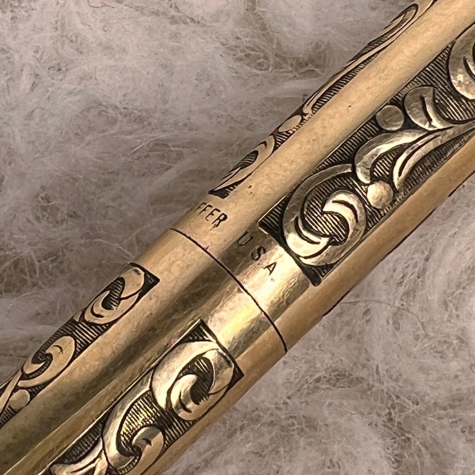 Vintage 70s Sheaffer 12k Imperial Mechanical Pencil Embossed Leaf Motif Gift