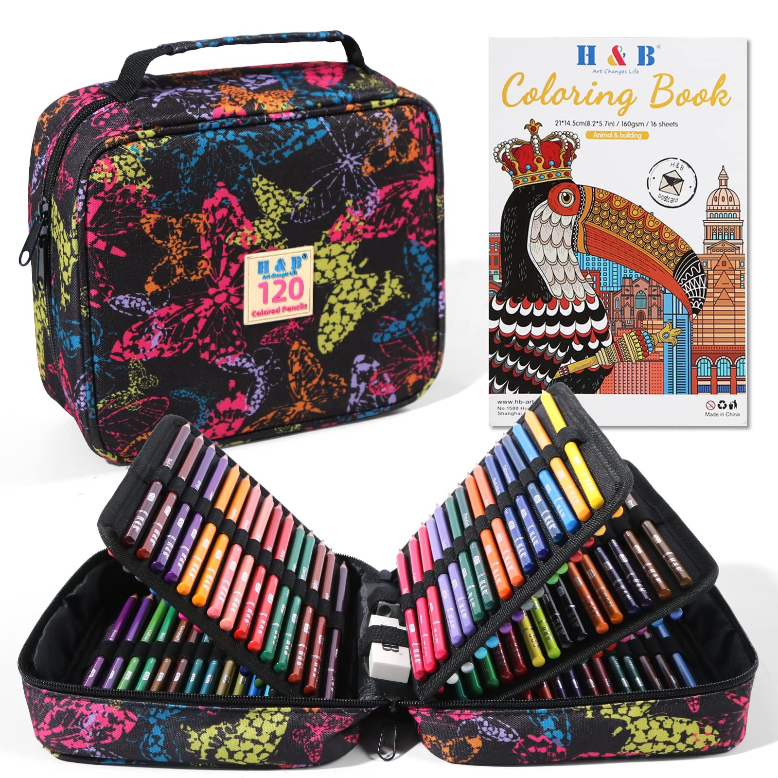 H & B 120-Color Colored Pencils 1 count (Pack of 120), 120Count 1)