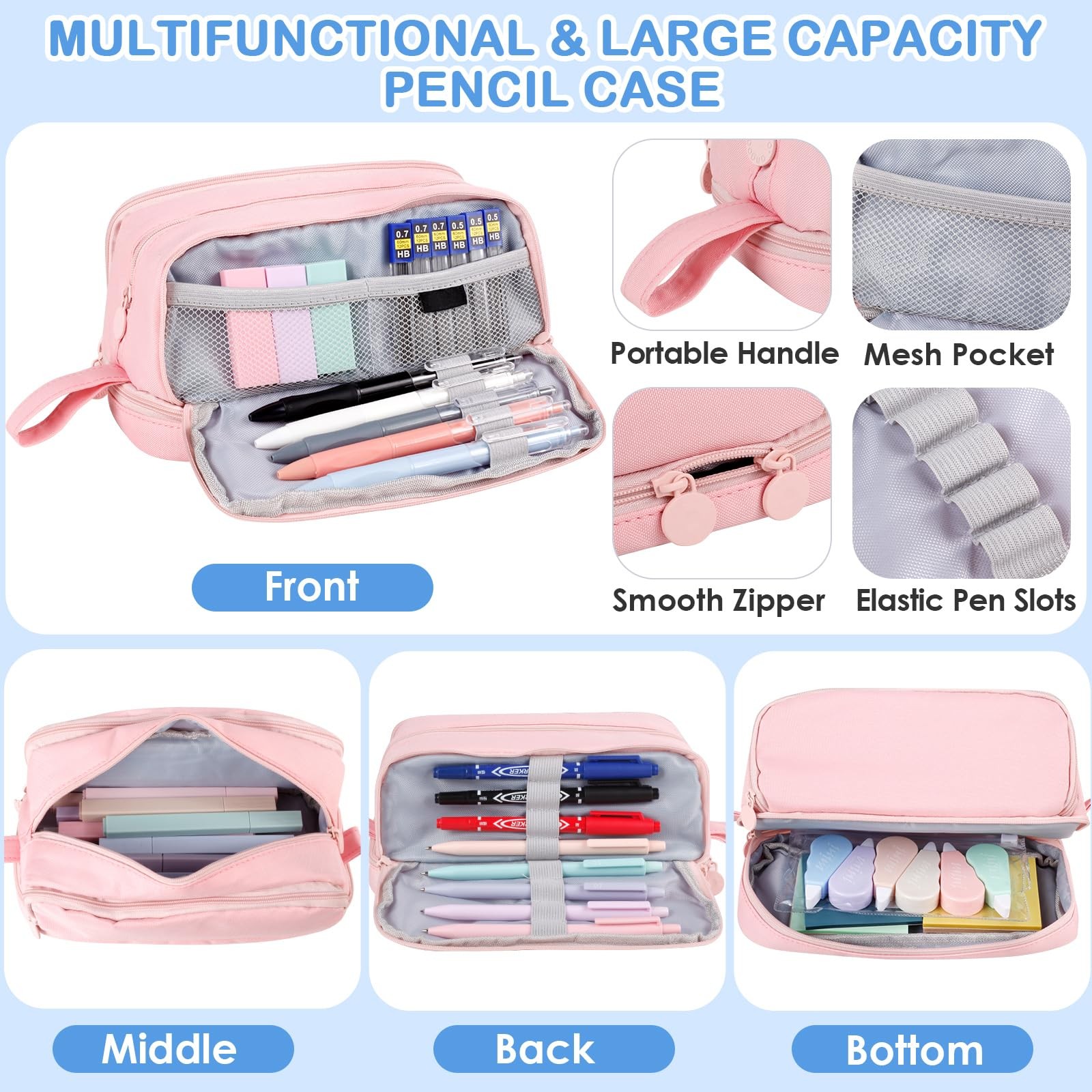 54 PCS Aesthetic School Supplies Stationery Essentials Set Pencil Case Kit