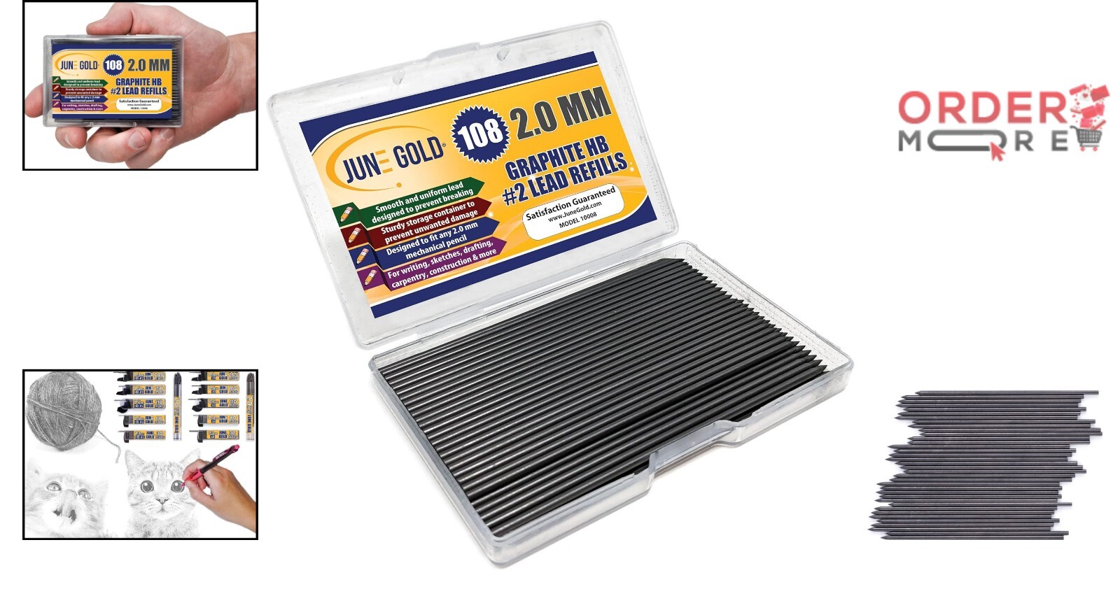 Extra Bold 2.0 mm HB Graphite Lead Refills (108 Count) with Storage Case