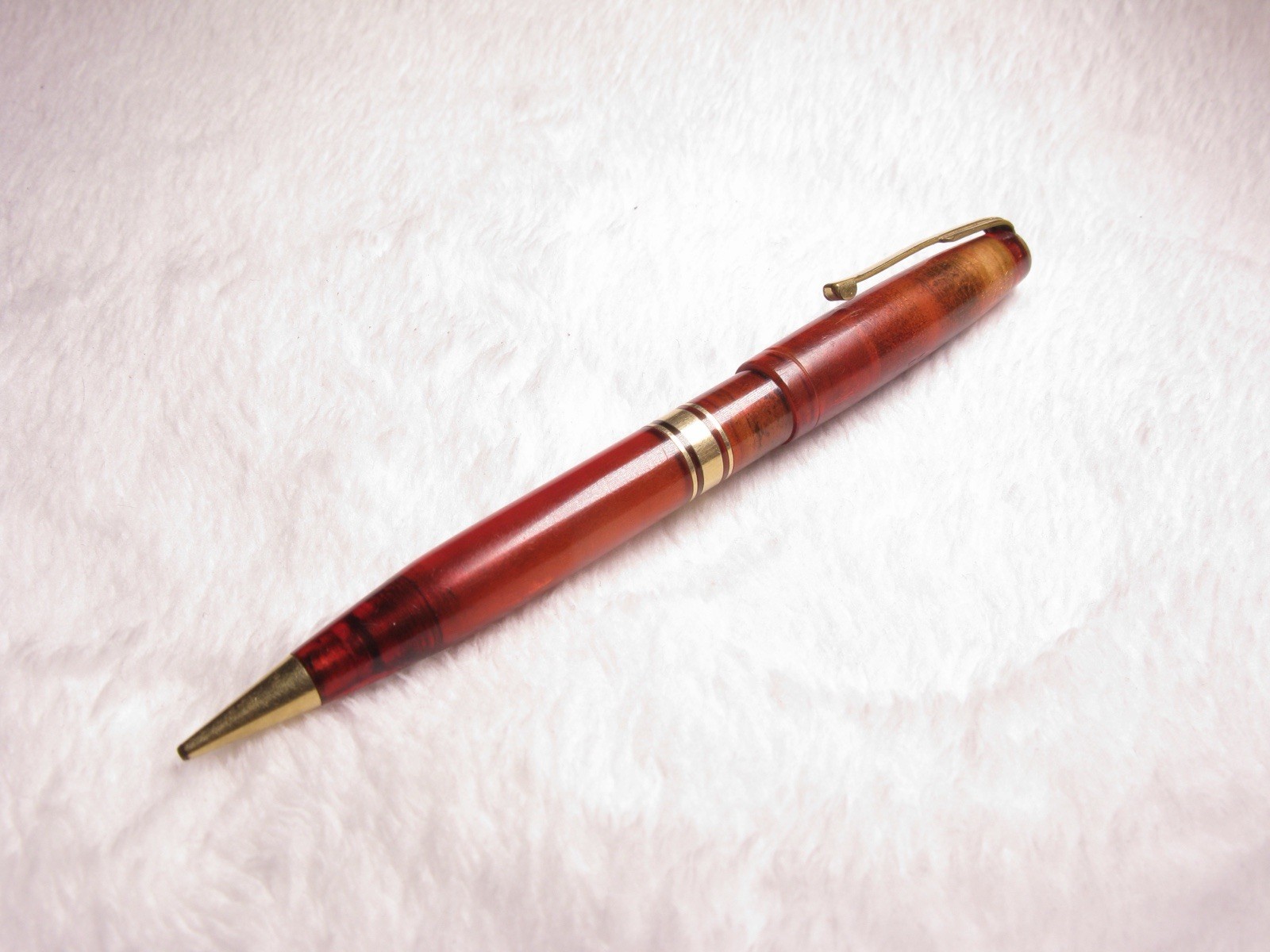 Waterman’s Clear Red/Orange tint with Gold Tone metal Vintage Mechanical Pencil