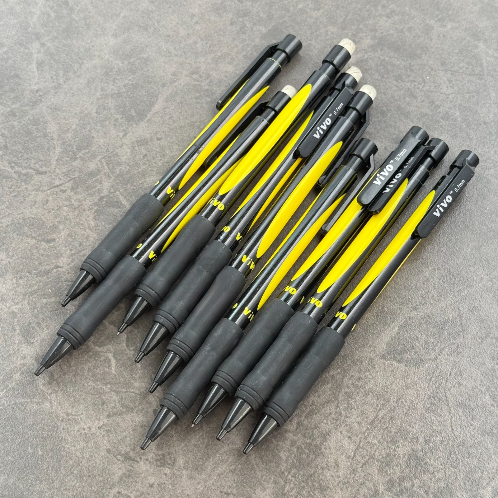 Vivo Mechanical Pencil Lot x9, Vintage Yellow & Black – 0.7mm Lead