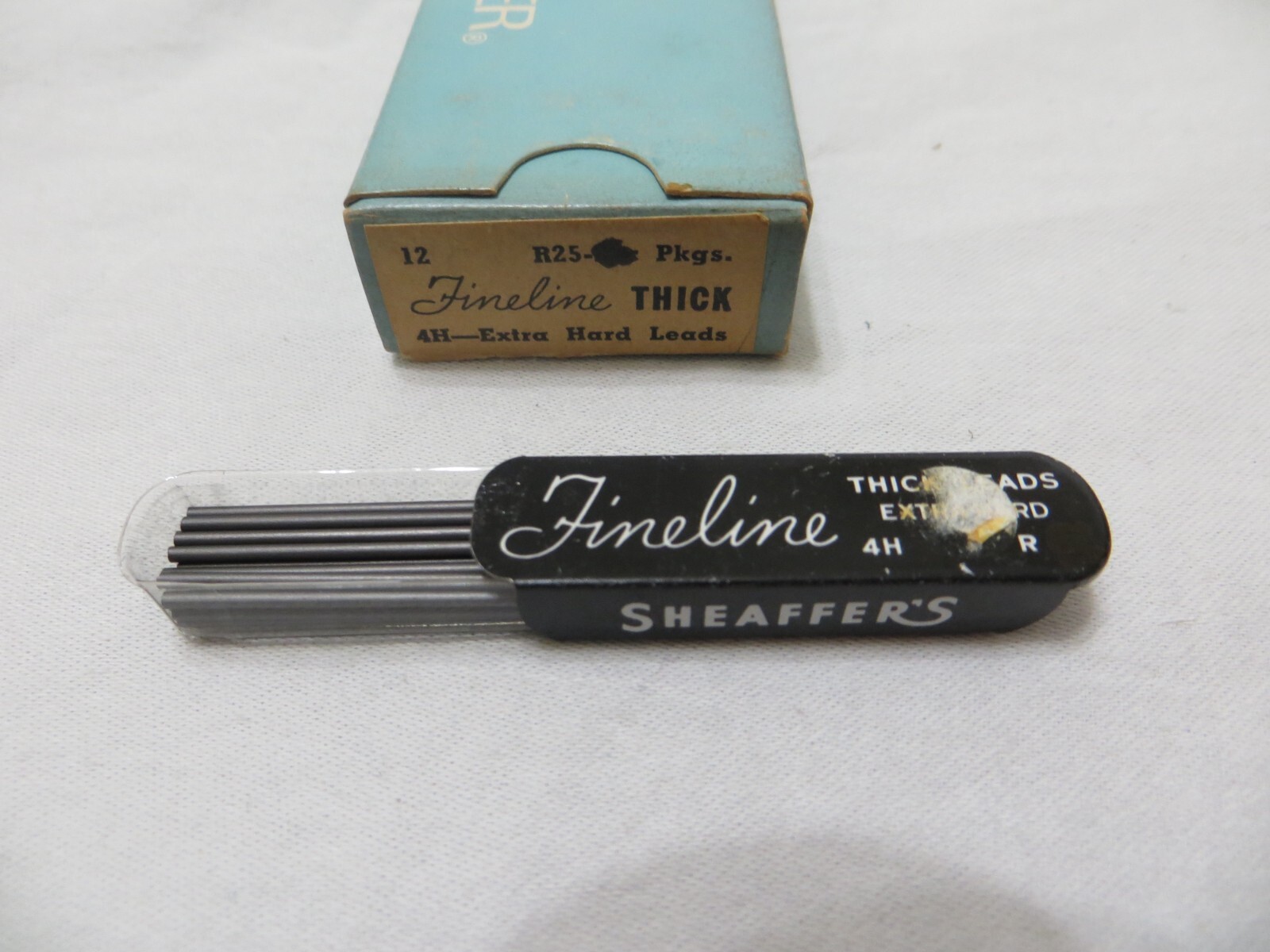 FULL BOX Sheaffer Fineline Thick Black Extra Hard Type 4H-25 pc-12 Lot Orig Box