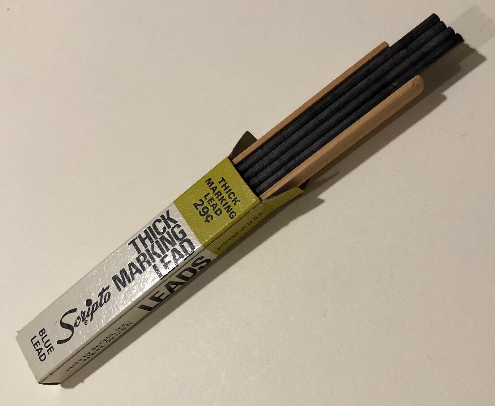 Vintage SCRIPTO Thick 3mm Blue NOS Marking Pencil Lead 4 Pack USA