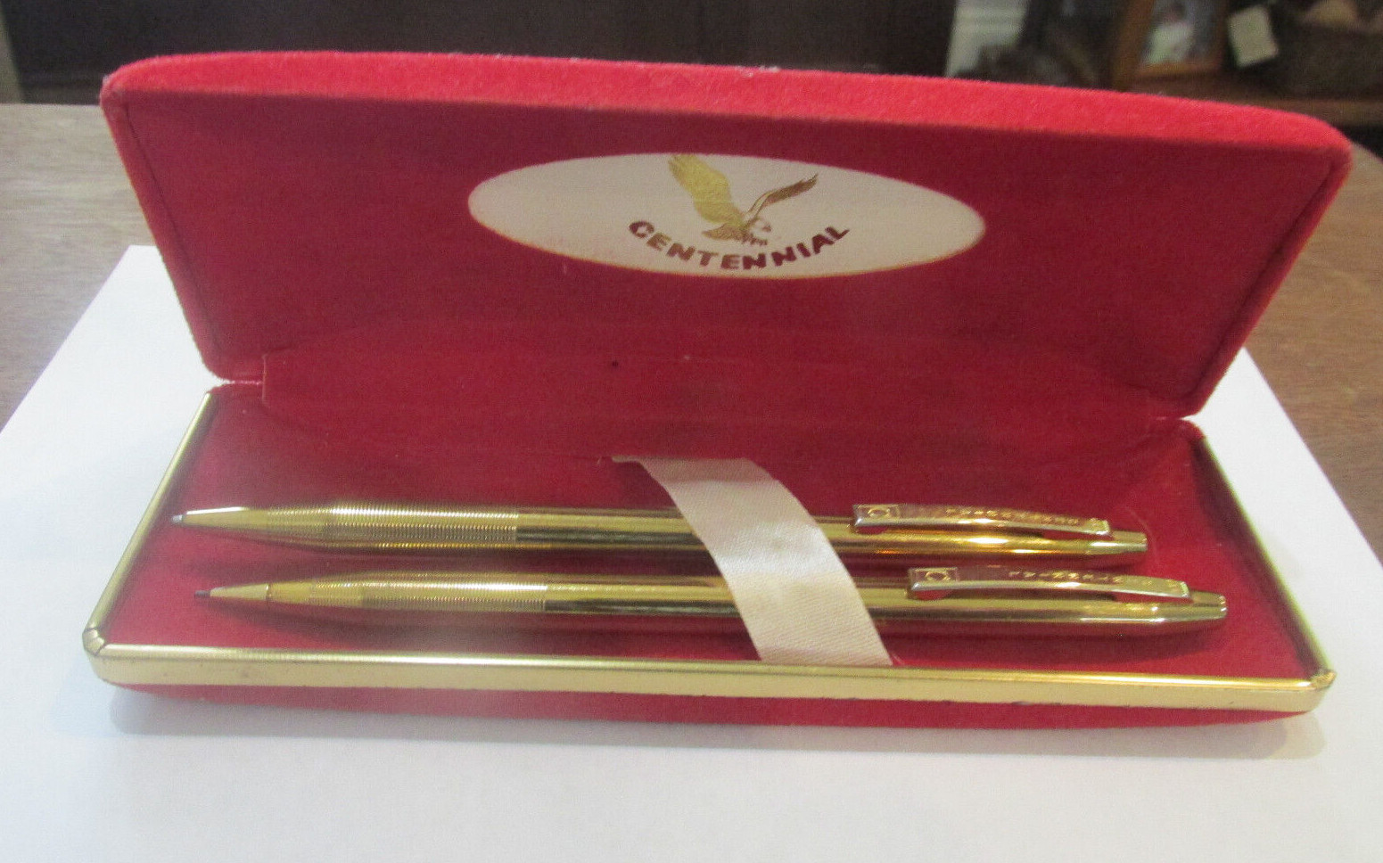 CENTENNIAL MECHANICAL PENCIL & PEN SET + RED VELVET PRESENTATION BOX