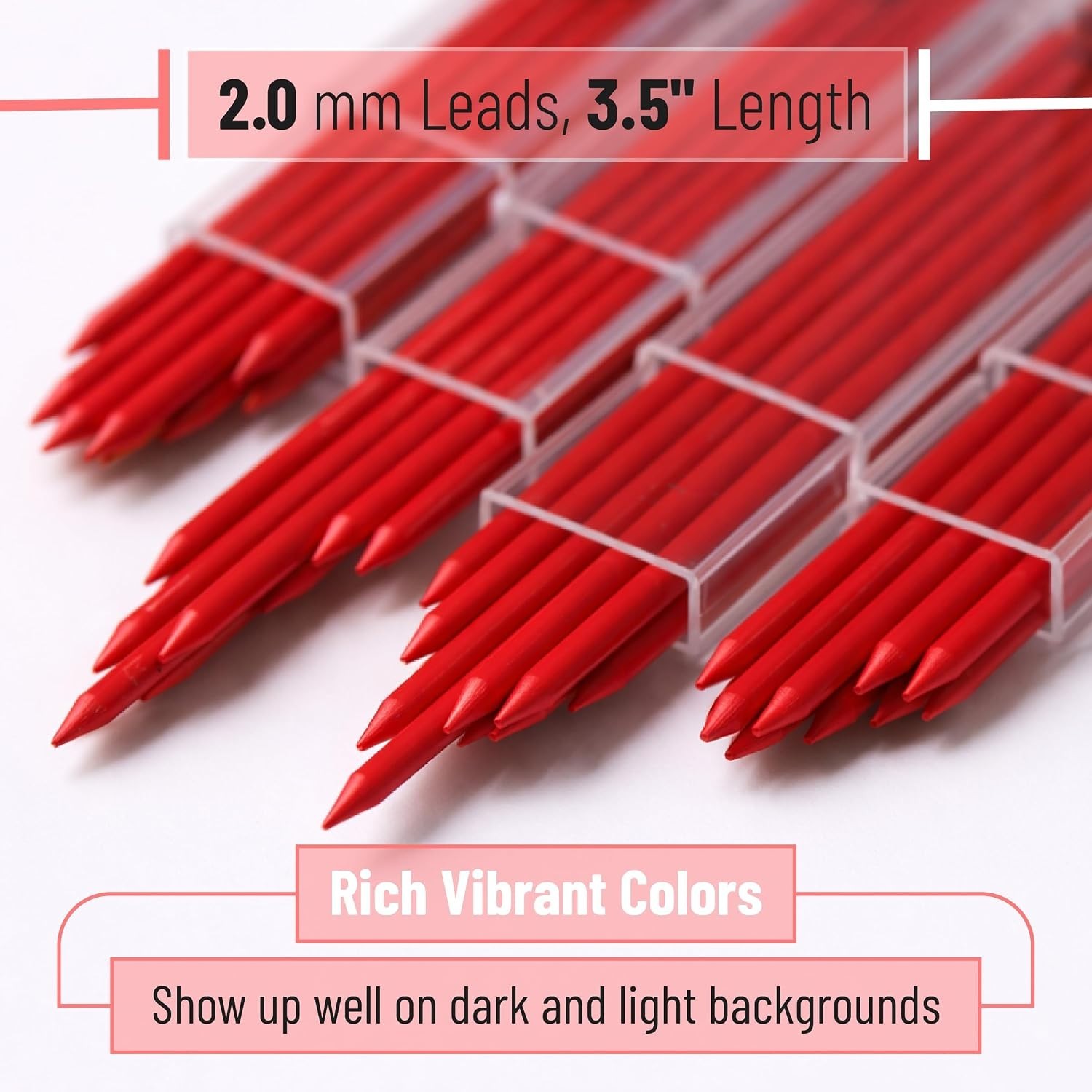 – 2.0 Mm Lead Refills, 48 Pack , Cherry Red | 90 Mm Length, Bold 2 Mm Mechanical