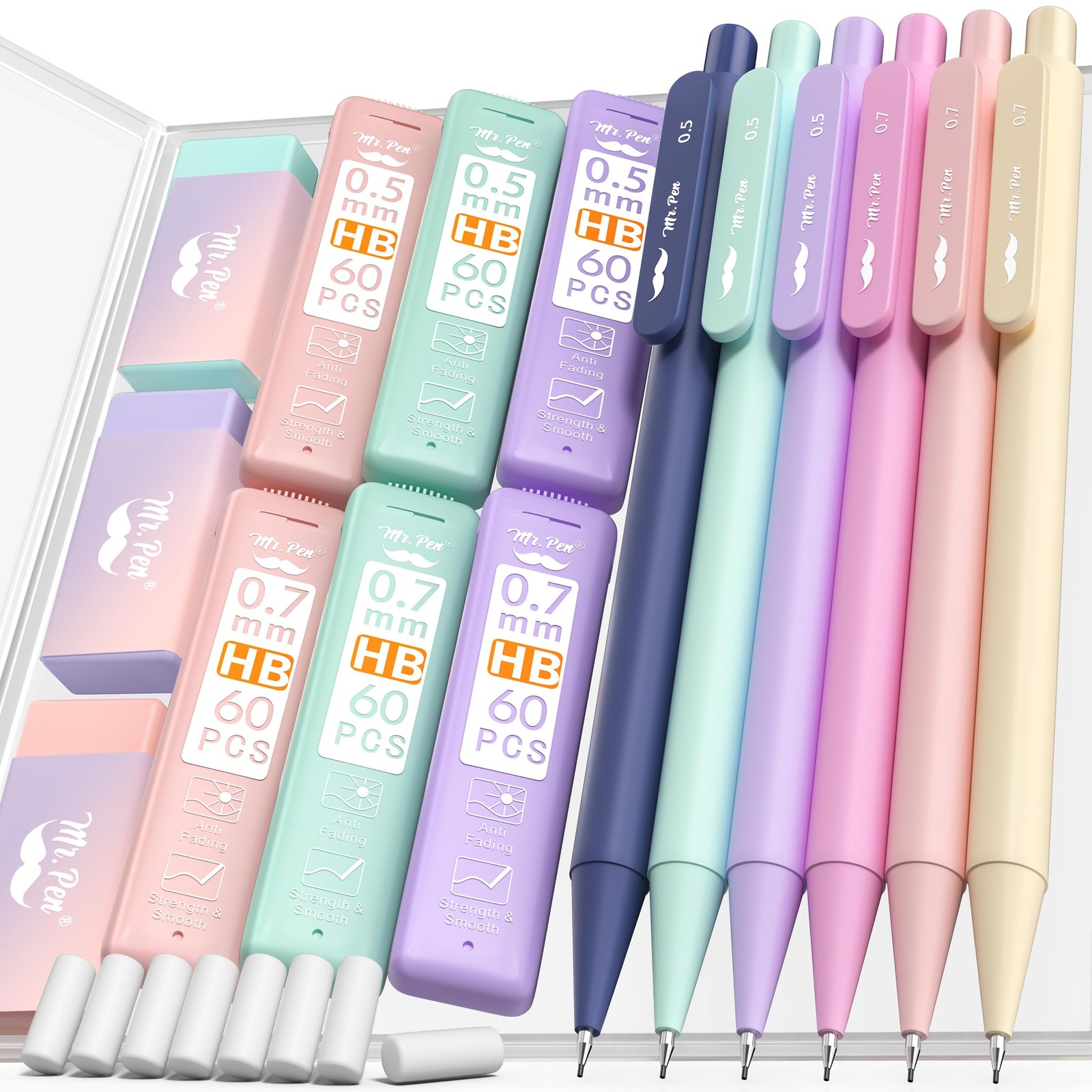 Mr. Pen- Pastel Mechanical Pencil Set with Lead Refills & colors