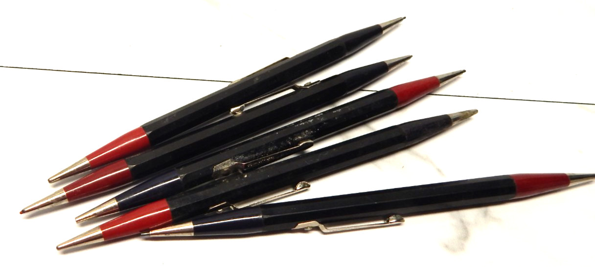VTG Lot of 5 Autopoint Twinpoint Black and Red Mechanical Pencils