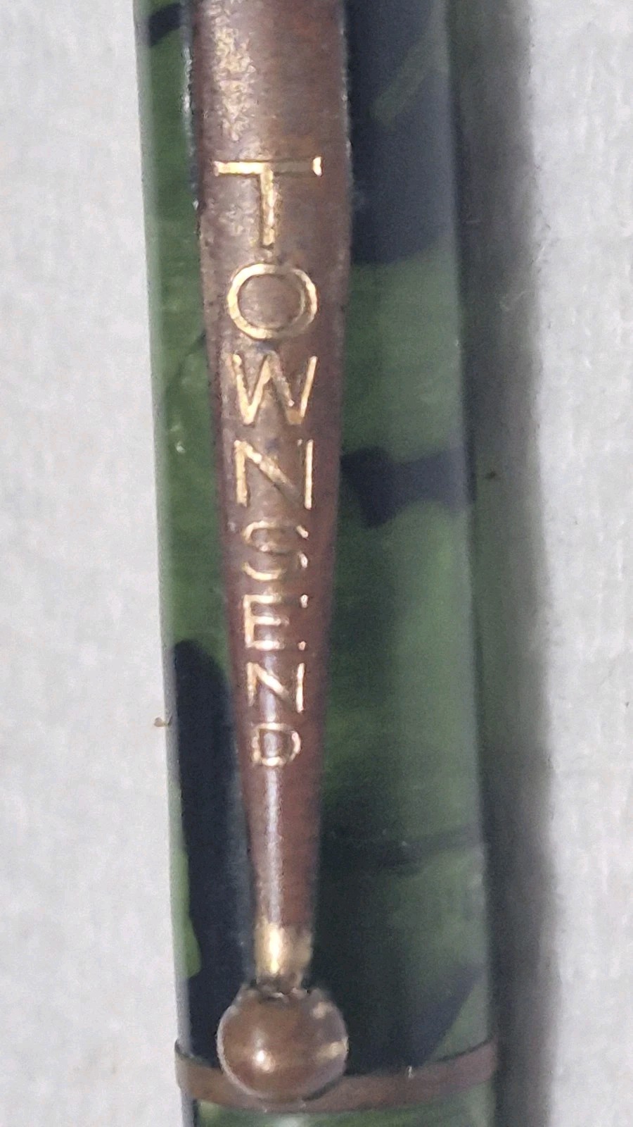“TOWNSEND” TRANSLUCENT Greens +Black/Polished Brass Trim Working Mech Pencil