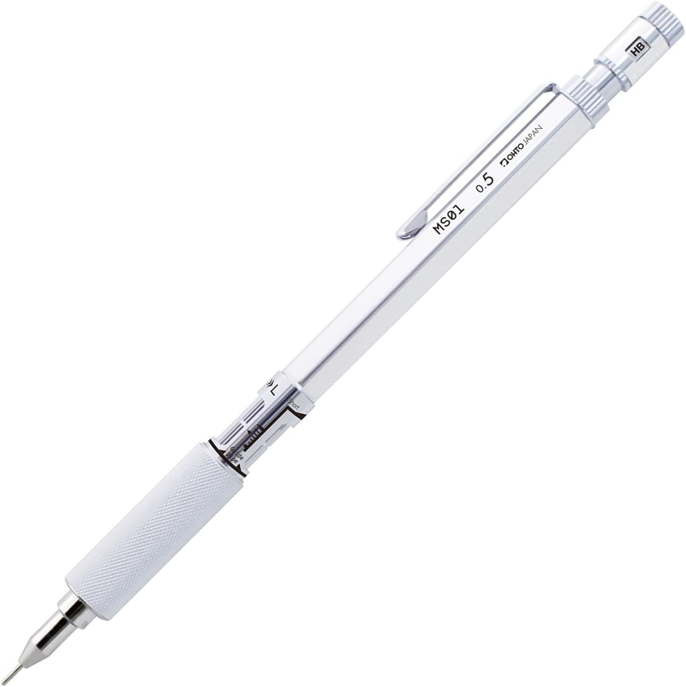 OHTO Mechanical Pencil 0.5mm MS01 Aluminum Knurled Grip Silver Made in Japan