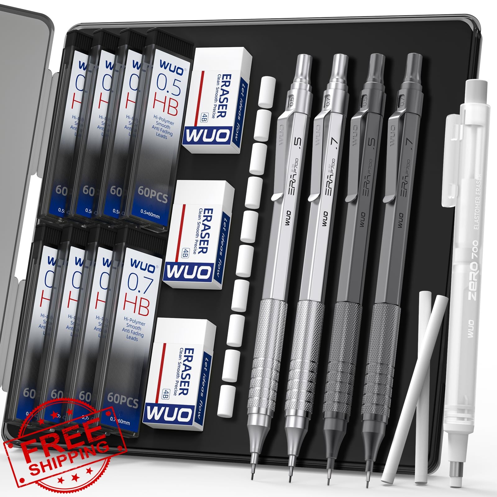 WUO Mechanical Pencils Silver+Grey 0.5/0.7mm