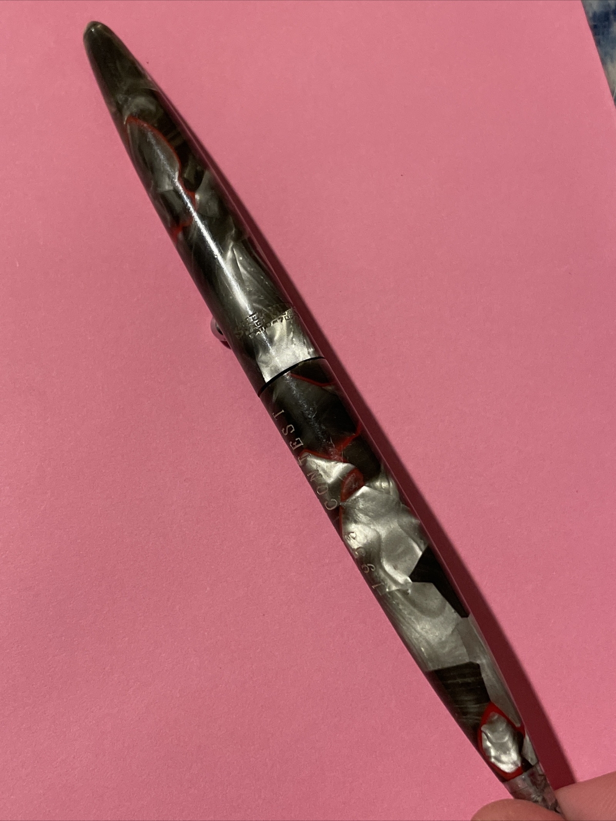 GORGEOUS SHEAFFER BALANCE PENCIL, RED VEINED GRAY PEARL 1933 Universal Winner