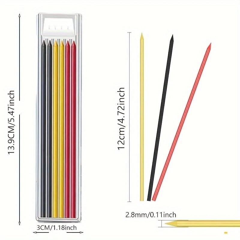 12CM 2.8mm Colored Replaceable Refill Rod Woodworking Pencil Deep Hole Tool
