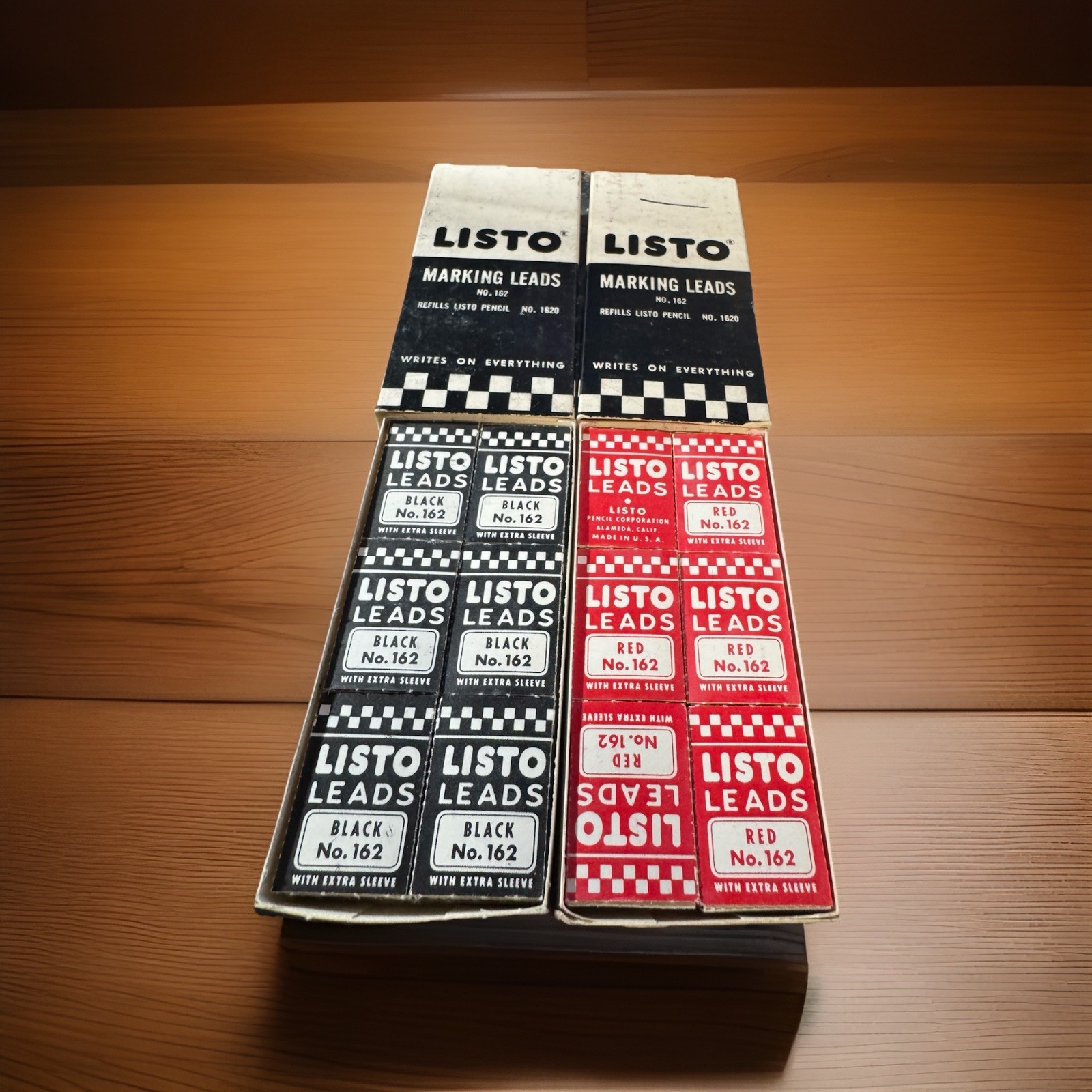 Vintage LISTO Marking Leads No. 162 Red & Black 24 Packets NEW Old Stock