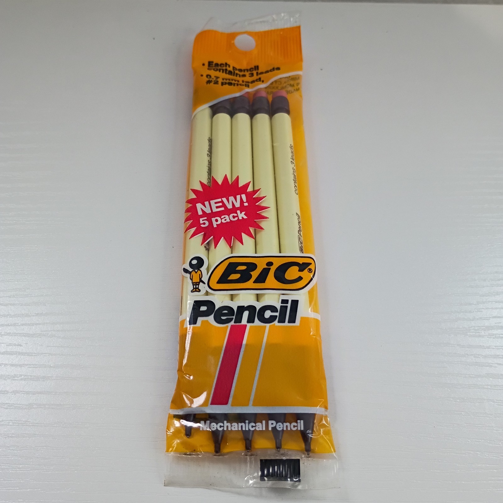 Sealed NEW Vintage 1985 BIC Pencil Mechanical 5 Pack France 0.7mm MPP5 NOS