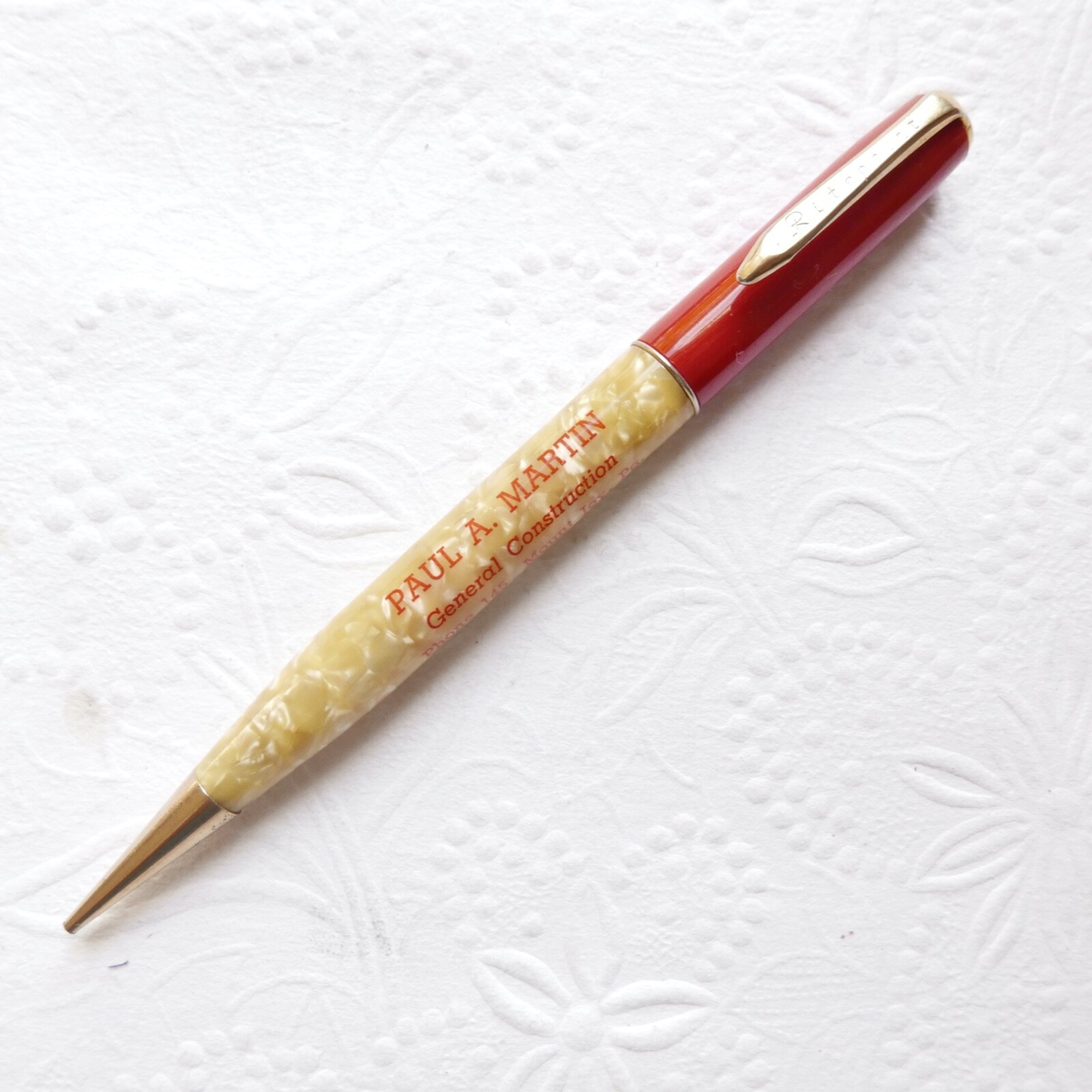 Vintage Rite Point Martin General Construction Mt Joy,PA Advertisement Pencil G3