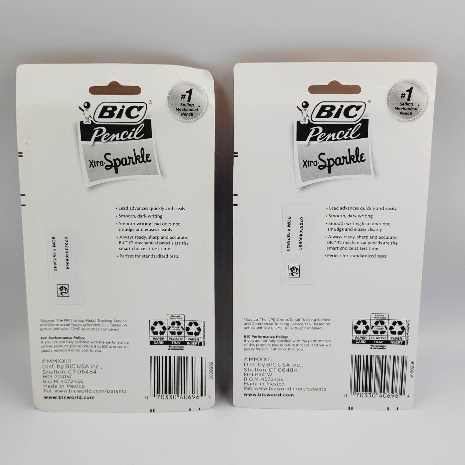 Lot Of 2 Packs BIC Xtra-Sparkle Mechanical #2 Pencil, Medium Point 0.7 mm, 24 Ct