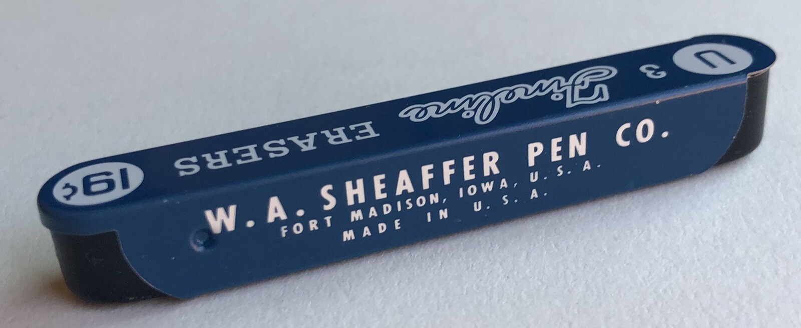 Vintage SHEAFFER Fineline U Mechanical Pencil Erasers Blue NOS 3pk Metal Tin USA