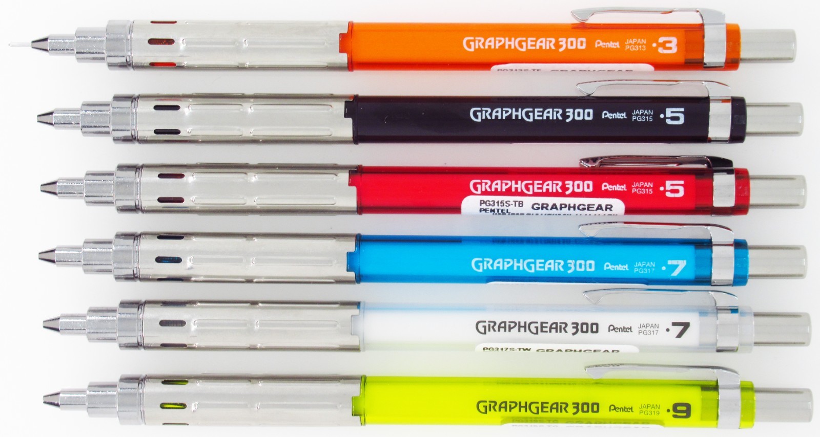 Pentel GraphGear 300 Sliding Sleeve, Set of 6 (Brazil)