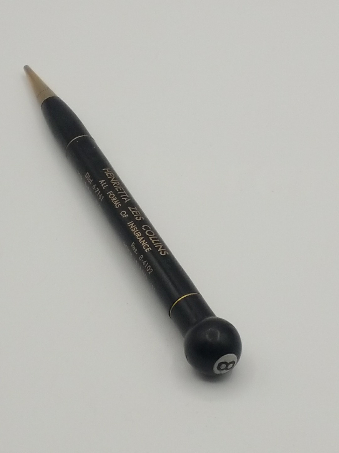 Vintage Redipoint Mech. Pencil 8-Ball Insurance Rock Island Il.