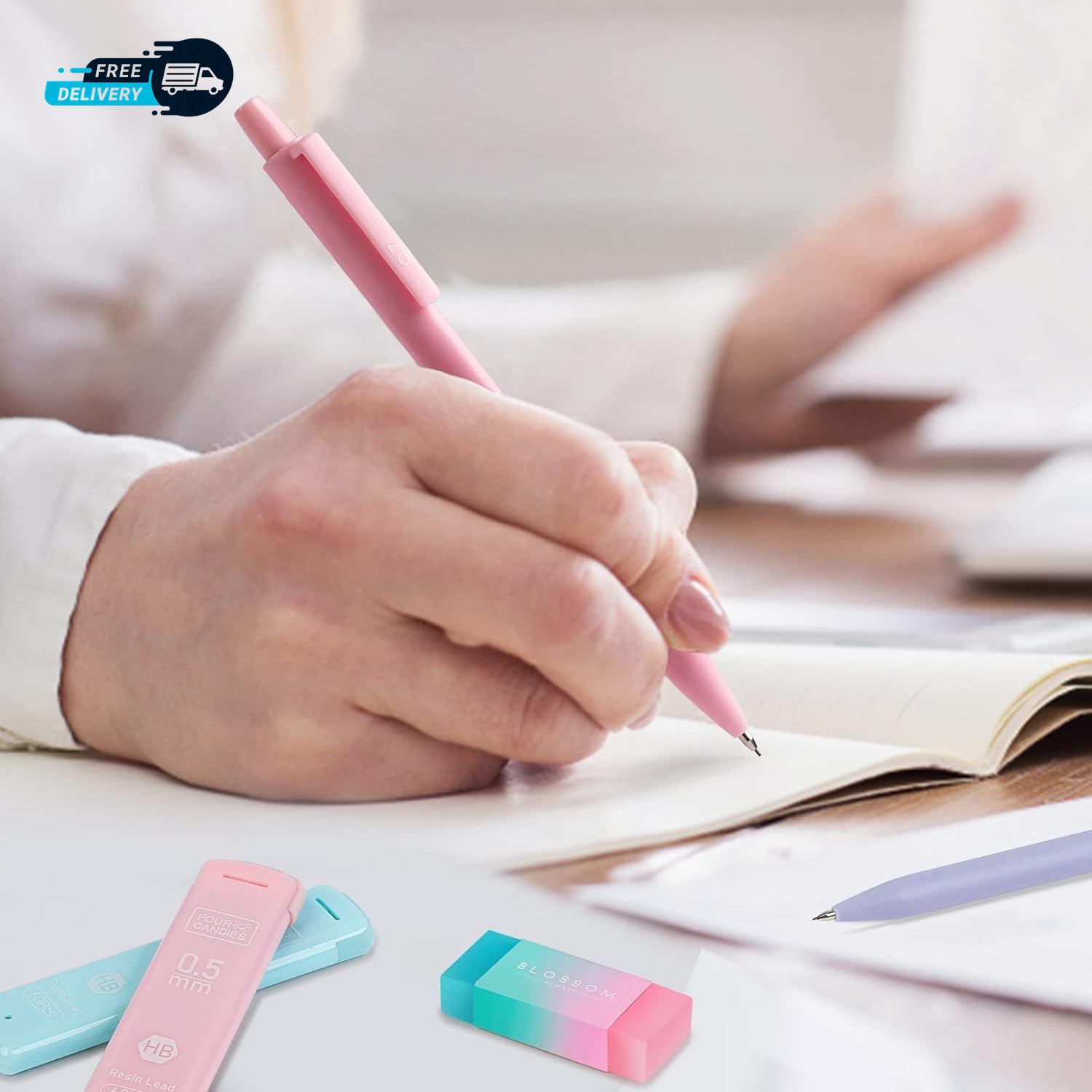 Cute Mechanical Pencil Set 6PCS Pastel Mechanical Pencils 0.5 Mm & 0.7Mm & 0.9Mm