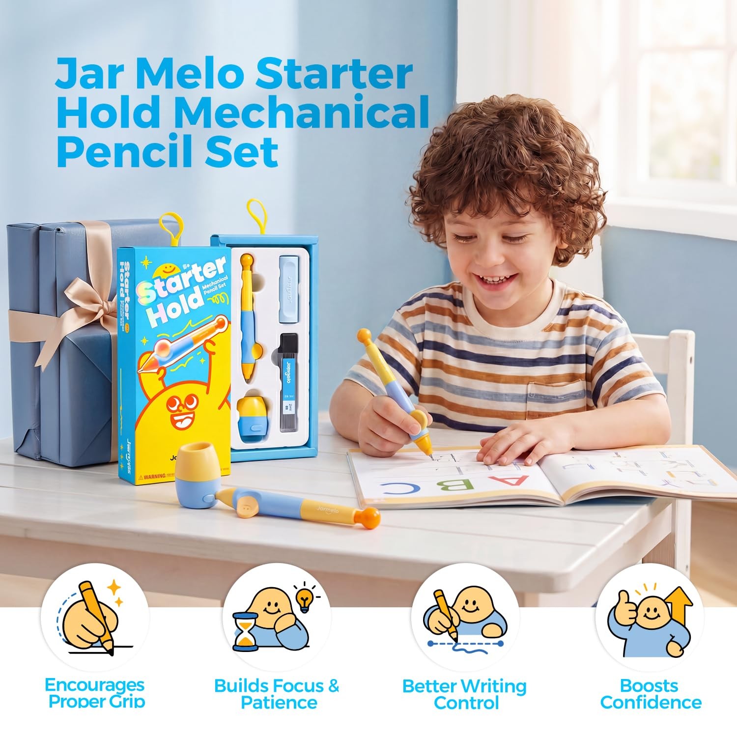 Sun Grips Mechanical Pencil Set Ergonomic Kids 2mm Lead Refills Erasers