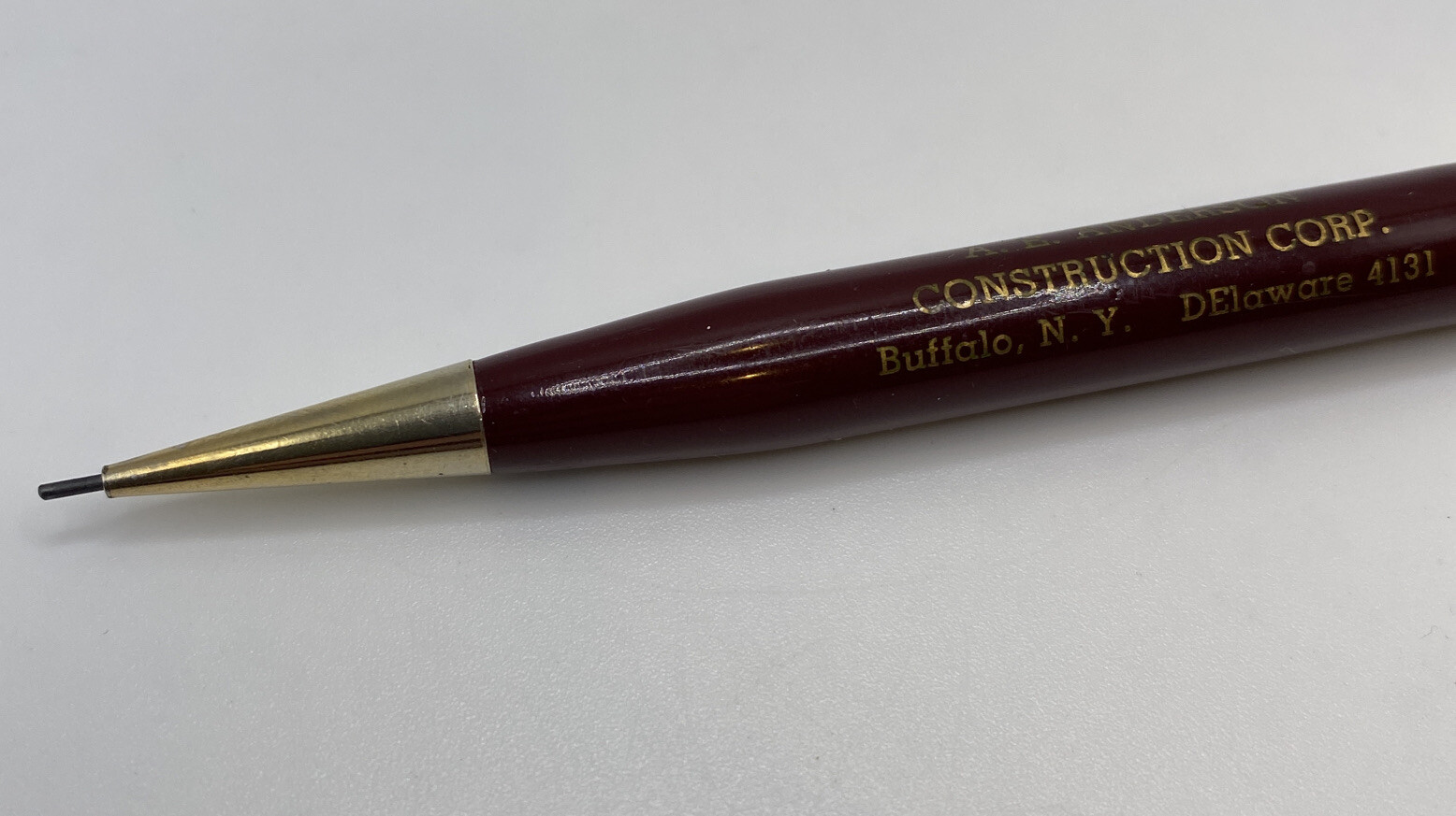 Vtg SHAW BARTON ADVERTISING MECH PENCIL MAROON & GOLD – AE Anderson Buffalo, NY