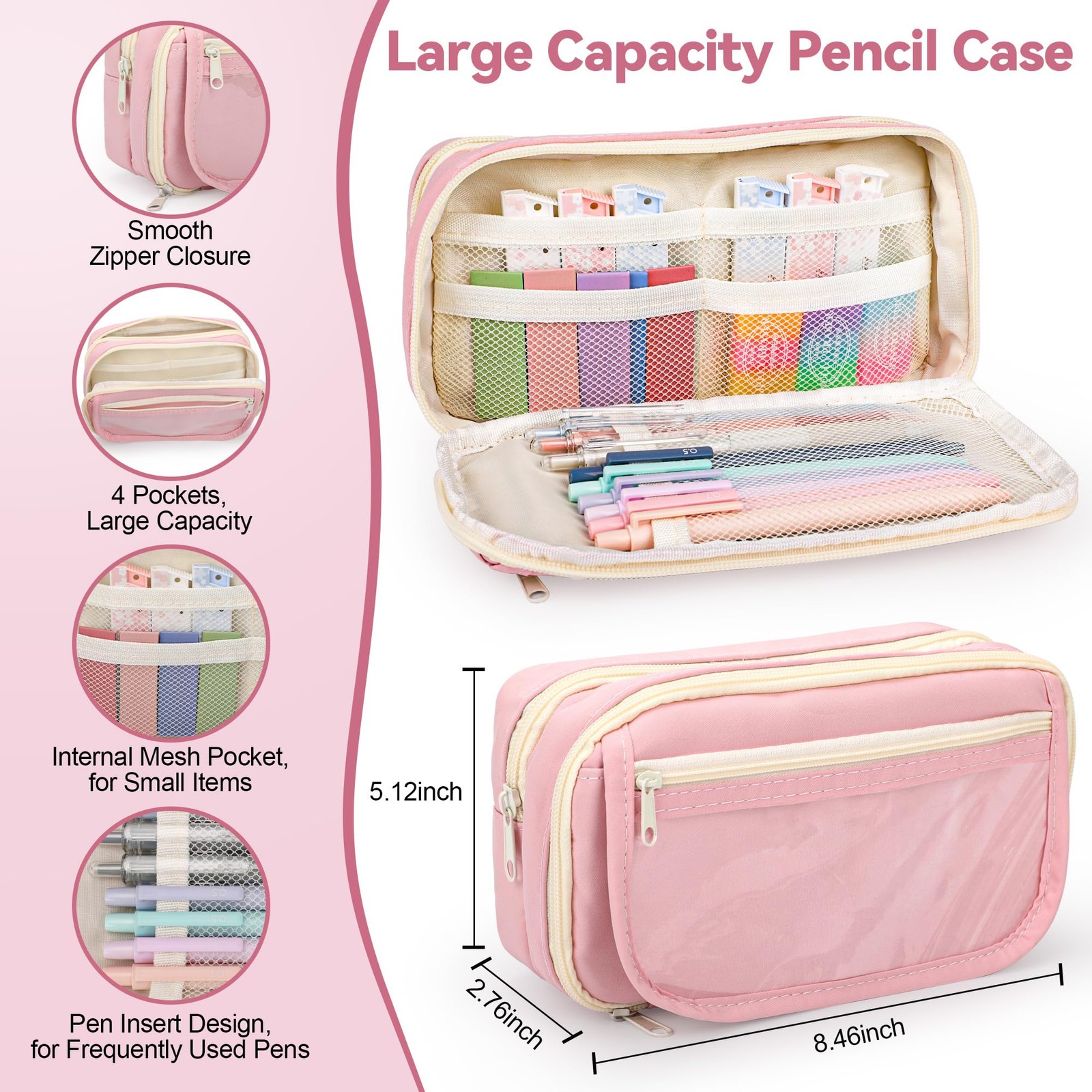 61 PCS Aesthetic School Supplies with Cute Pencil Case Pastel Highlighters Ge…