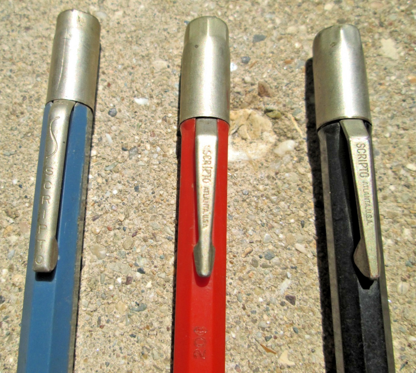 Lot of 3 Vintage Scripto Solid Color Mechanical Pencils for Parts or Repair