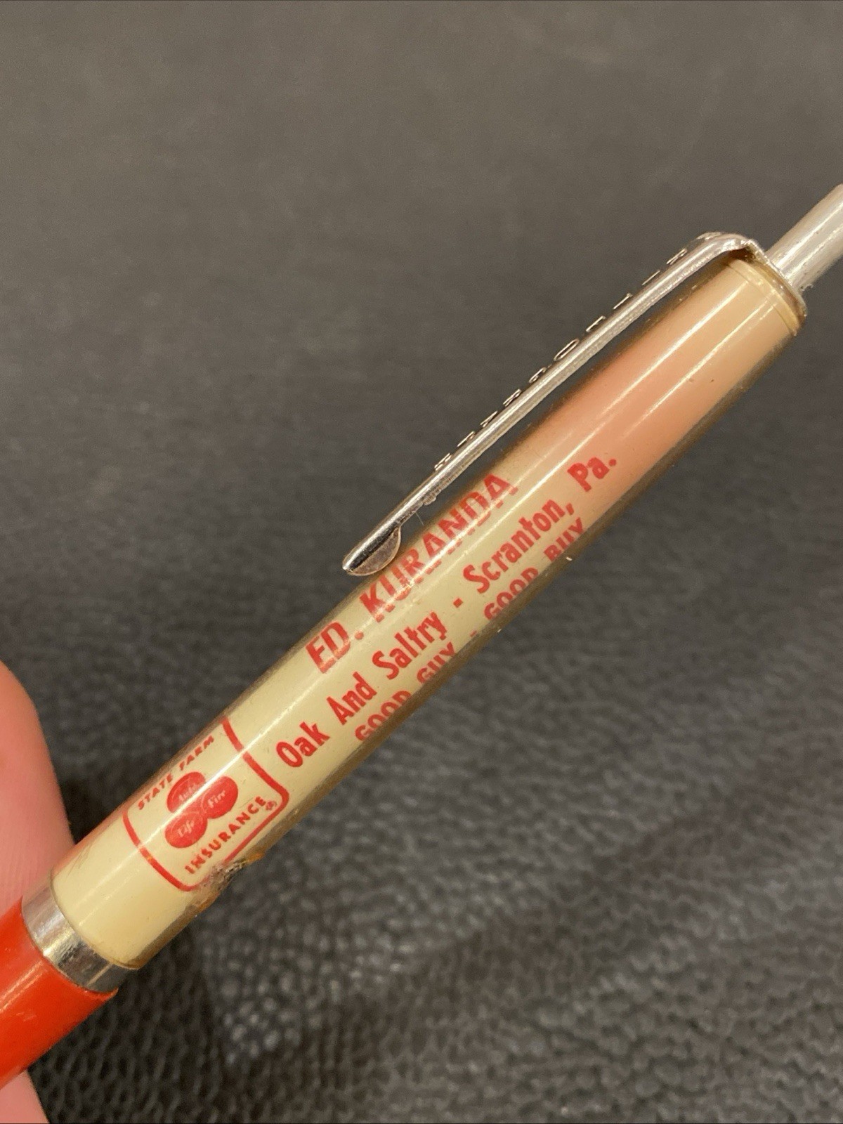Vtg RITEOGRAPH PEN Advertising State Farm Insurance OAK & SALTRY SCRANTON PA