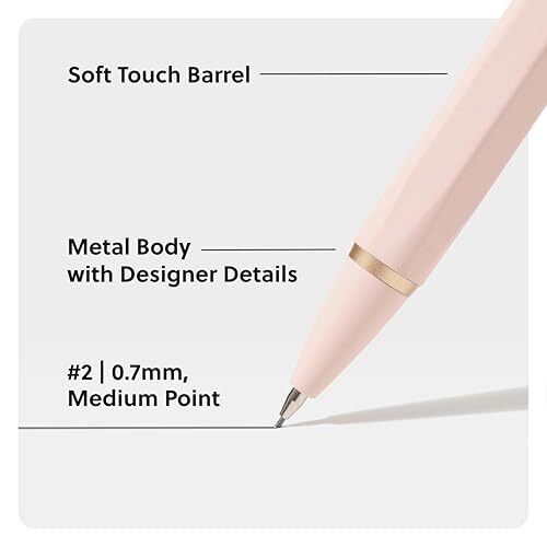 Cambria Mechanical Pencils, Set of 2, Soft Touch, Medium (0.7 mm) Blush Pink