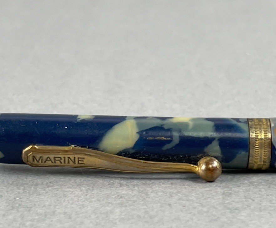 Vintage Marine Cream Brown Gold Trim Marbled Celluloid Mechanical Pencil