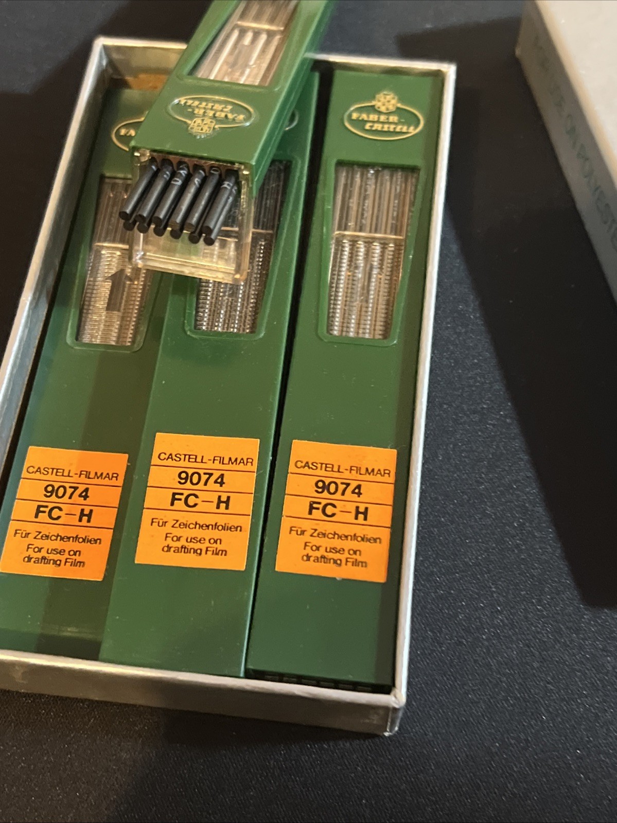 6 Vintage Faber-Castell Leads & Cases, Made in Germany-9074HB One Half Gross