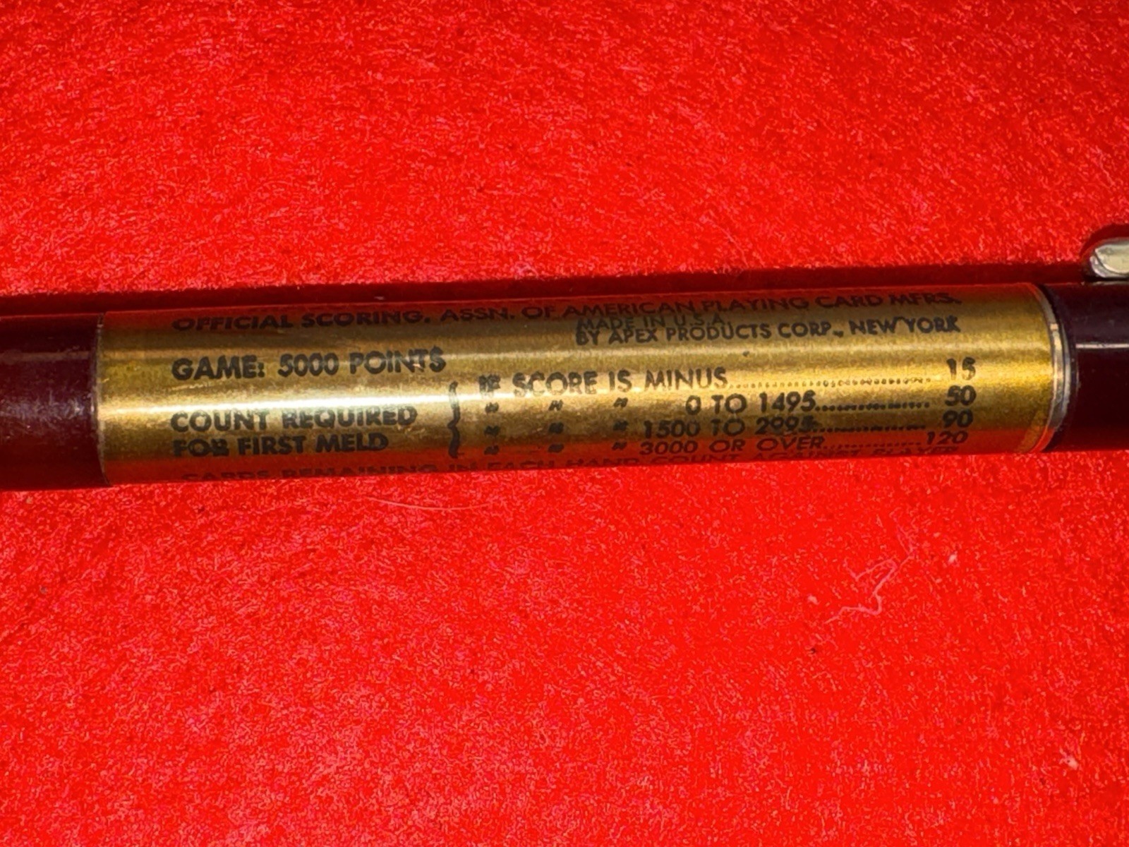 Vintage Mascot E-Z Score Canasta Card Game Mechanical Scoring Pencil USA