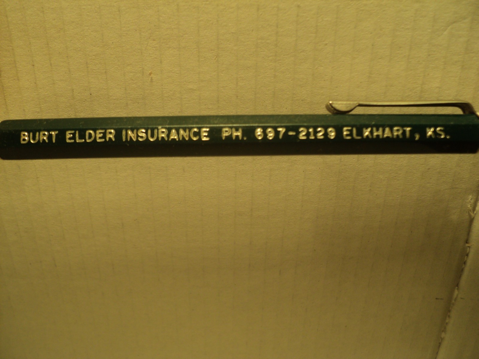 Vintage Durolite Mechanical Pencil Burt Elder Insurance Elkhart 5-5/8″ Long USA