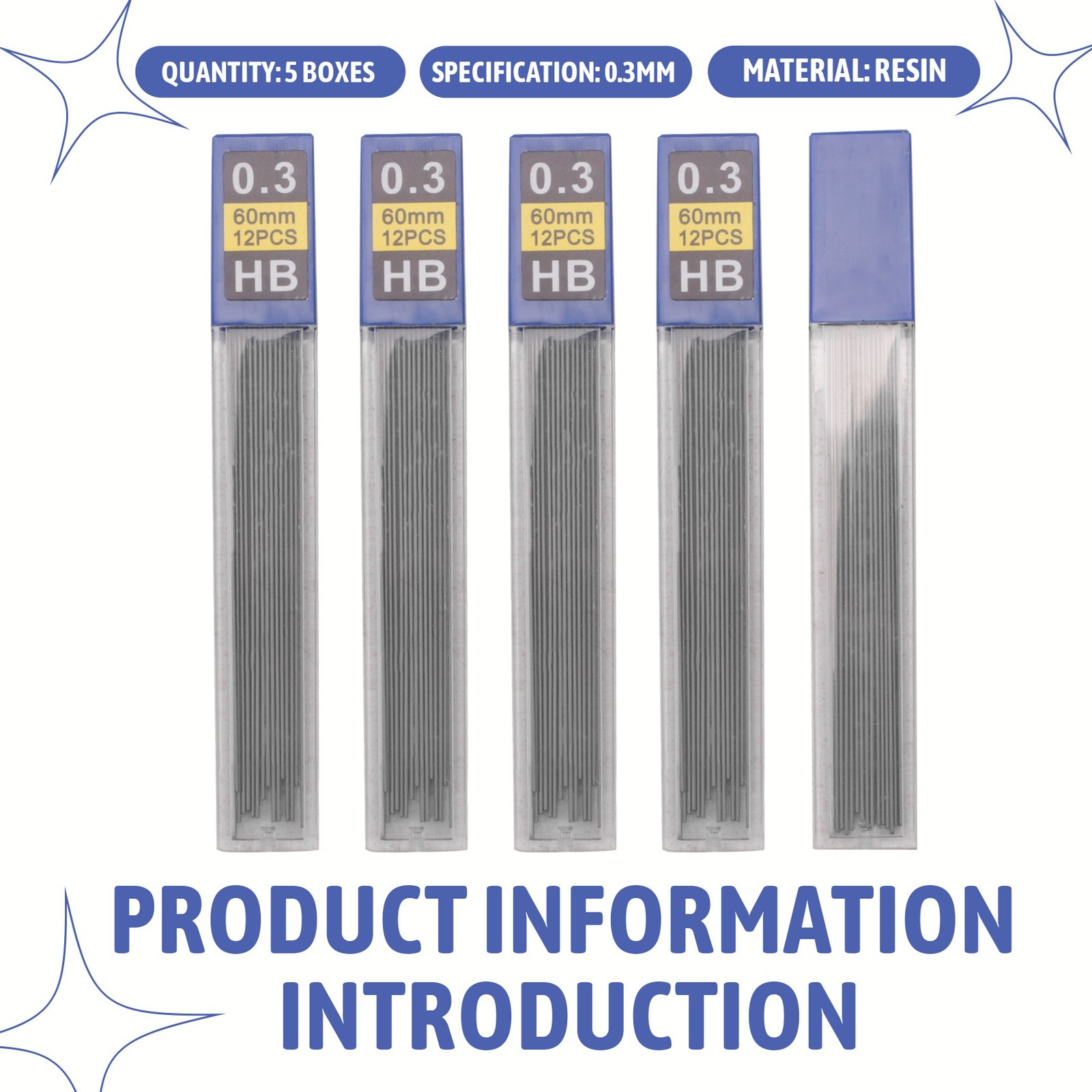 0.3mm Pencil Refills, 5Pcs/Set for Use and Student Stationery T9D54842