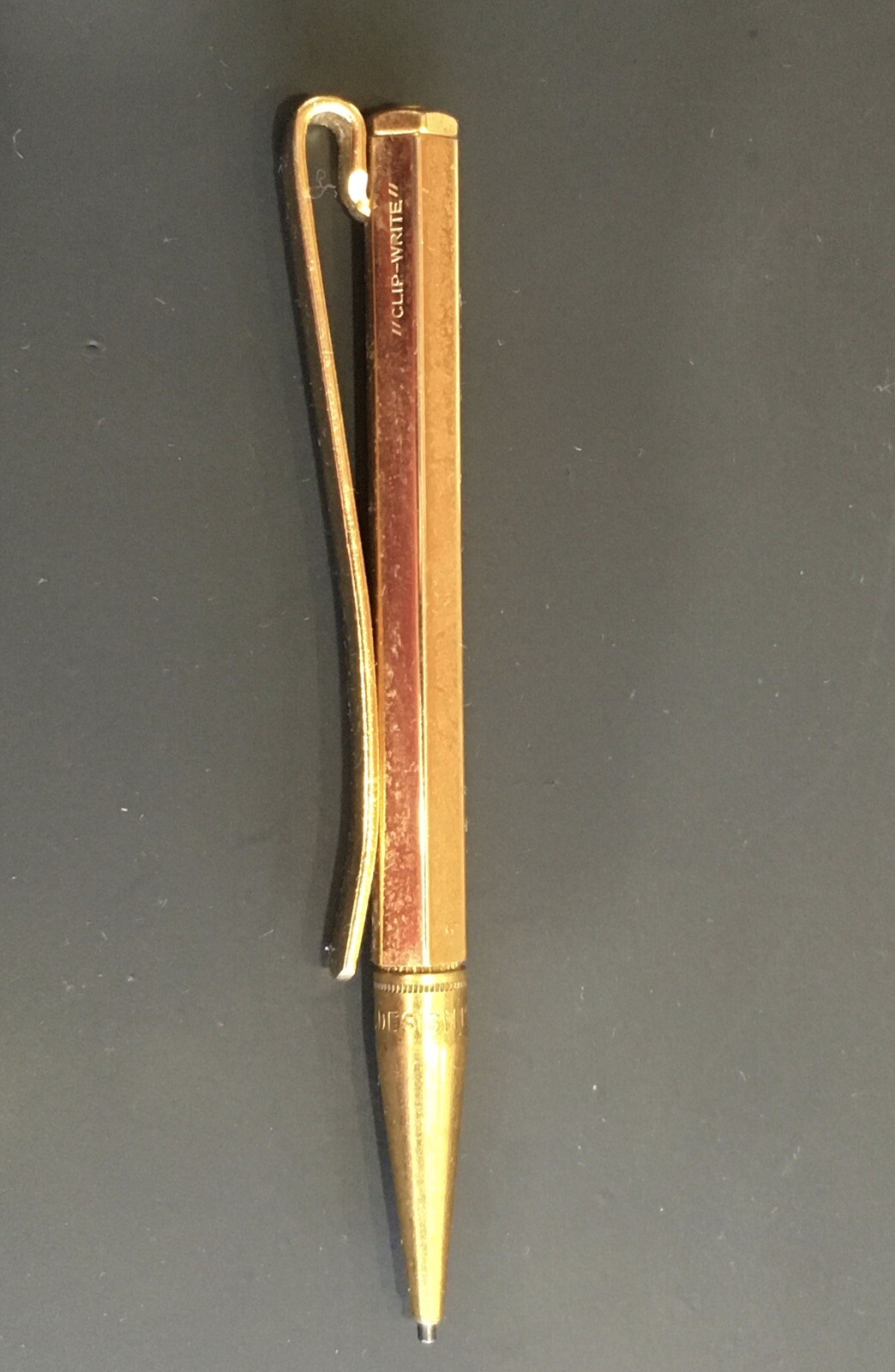 Clip-Write Gold Plated Tie Clip & 1.2mm Mechanical Pencil – 1950’s