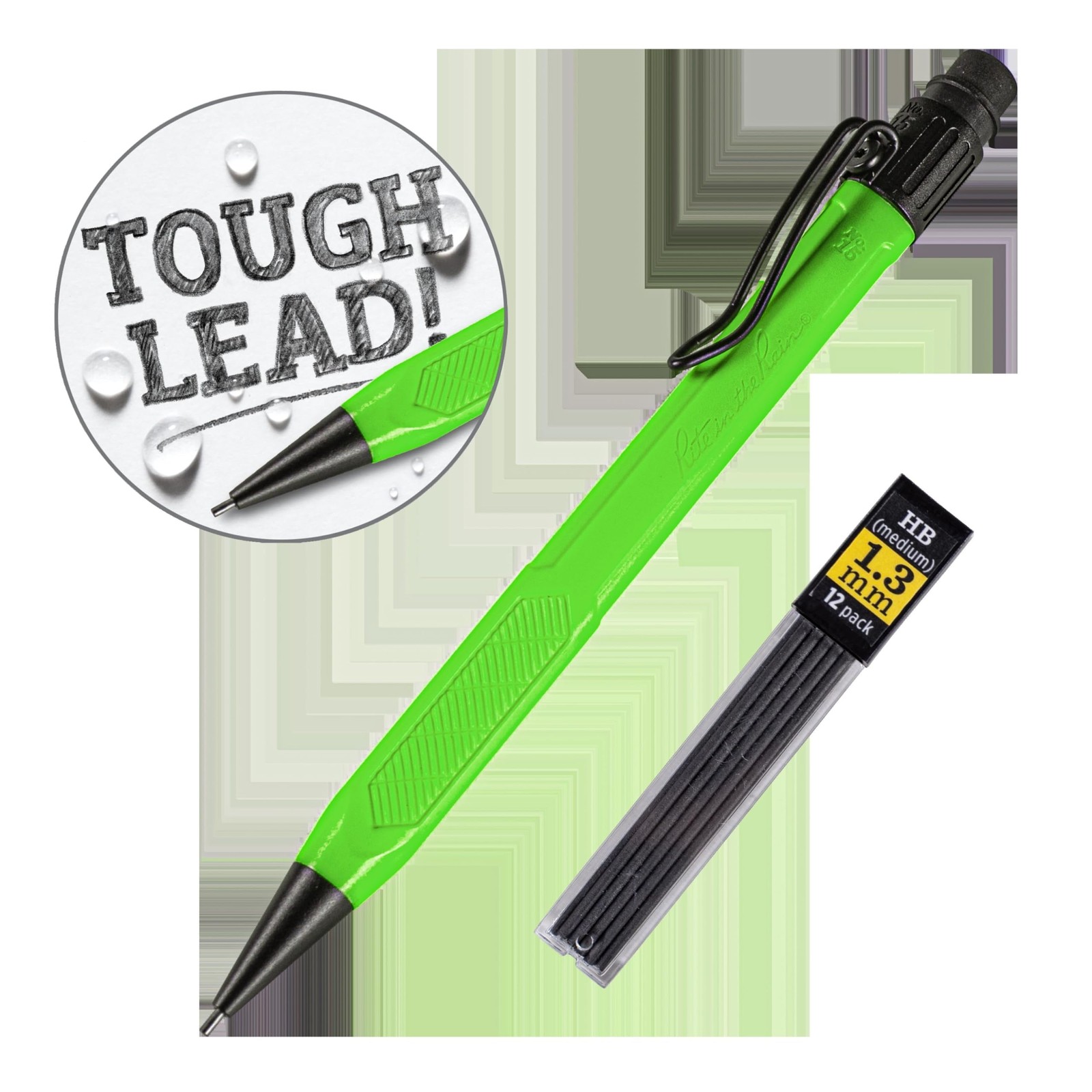 Hi Viz Green Mechanical Pencil Durable 1.3mm Lead Perfect for Tough Environments