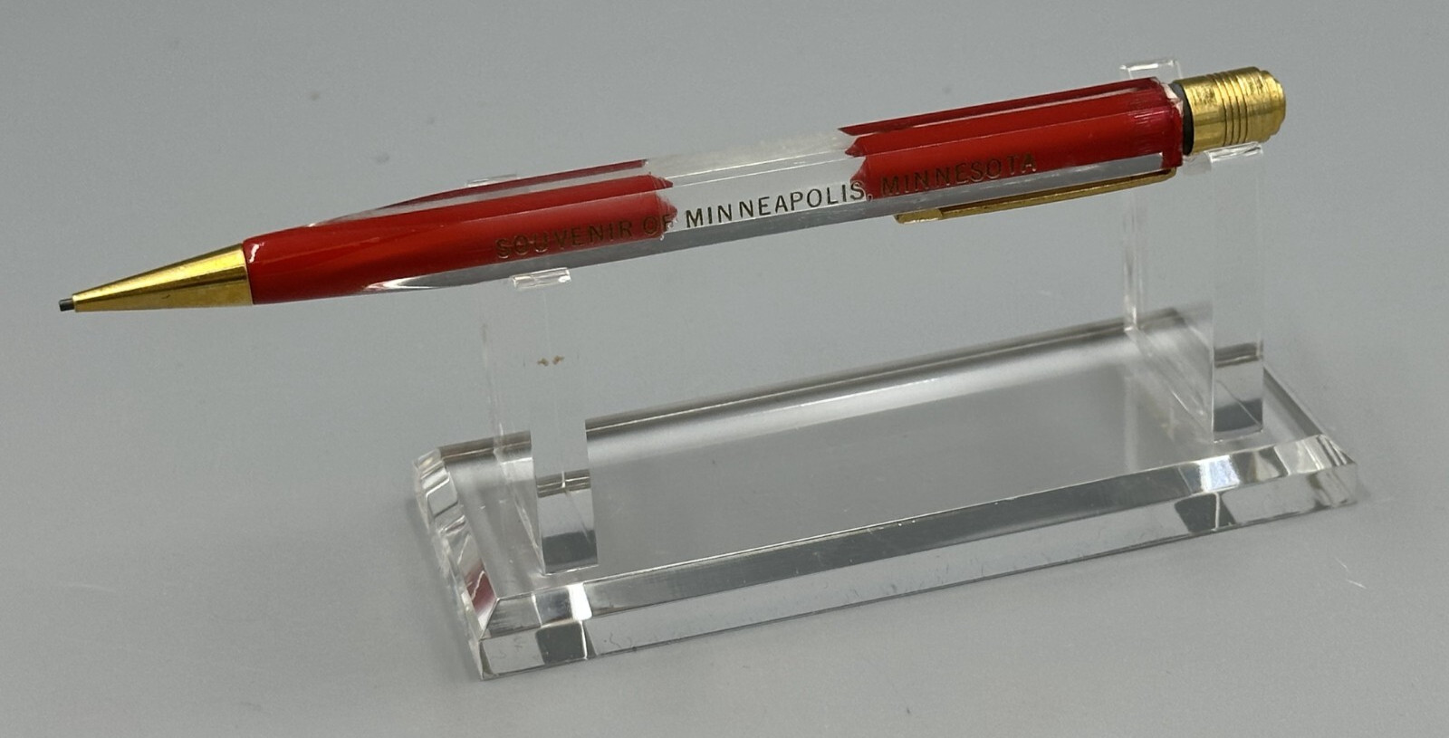 Vintage HA-WI-AN Lucite MINNEAPOLIS SOUVENIR Advertise Square Mechanical PENCIL