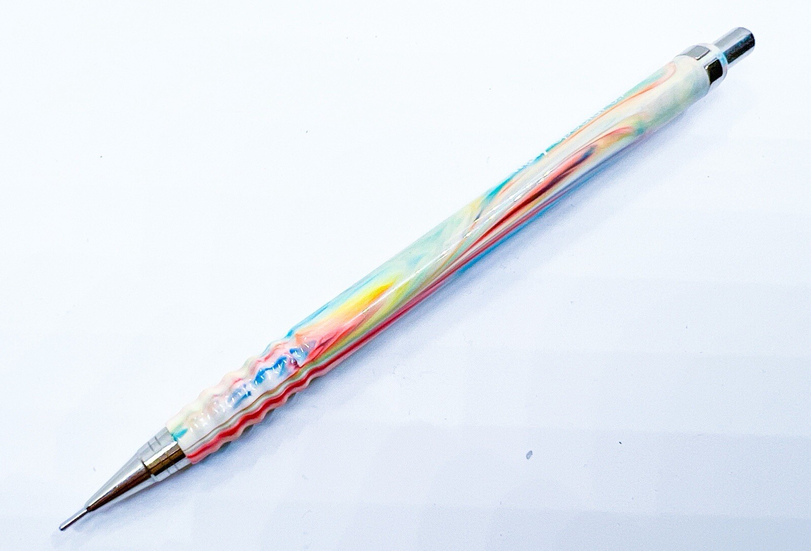 NOS rotring tikky Special Mechanical Pencil Marble Rainbow Color 0.7mm White