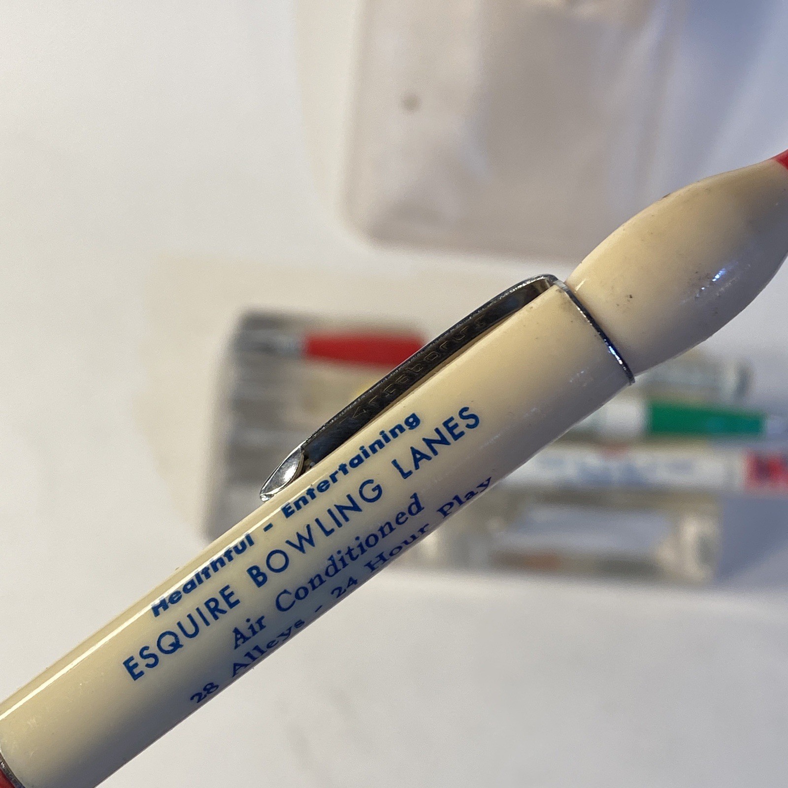 Ritepoint Salesmen Sample 4 Pack Pencils c1950 Floating Chick Bowling Flour 60’s