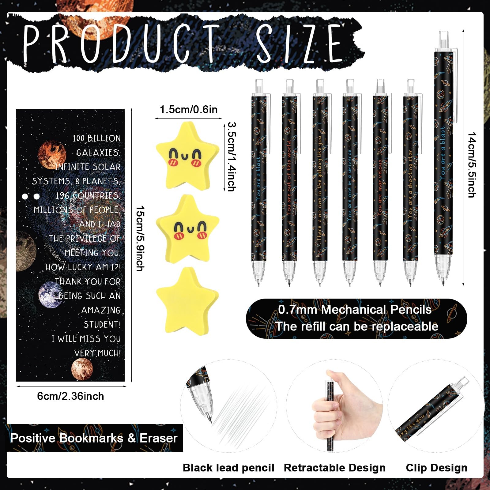 30 Sets End of Year Gift from Teacher Inspirational Space Astronaut Pencils A…