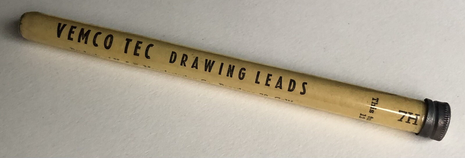 Vintage VEMCO TEC 2mm Drafting Lead Black 7H Metal Cap 12pk Tube Pasadena CA USA