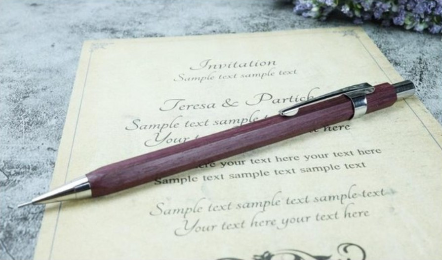 Handmade Mechanical Pencil Purpleheart Wood Twoonewood Hexagonal 0.5mm Handcraft