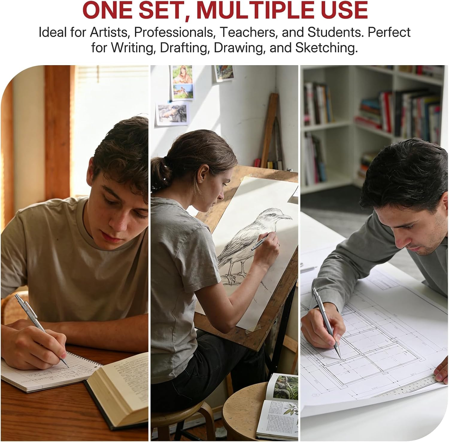 0.5Mm Mechanical Pencil Set with Eraser Pen, 4PCS Metal Mechanical Pencils, 480