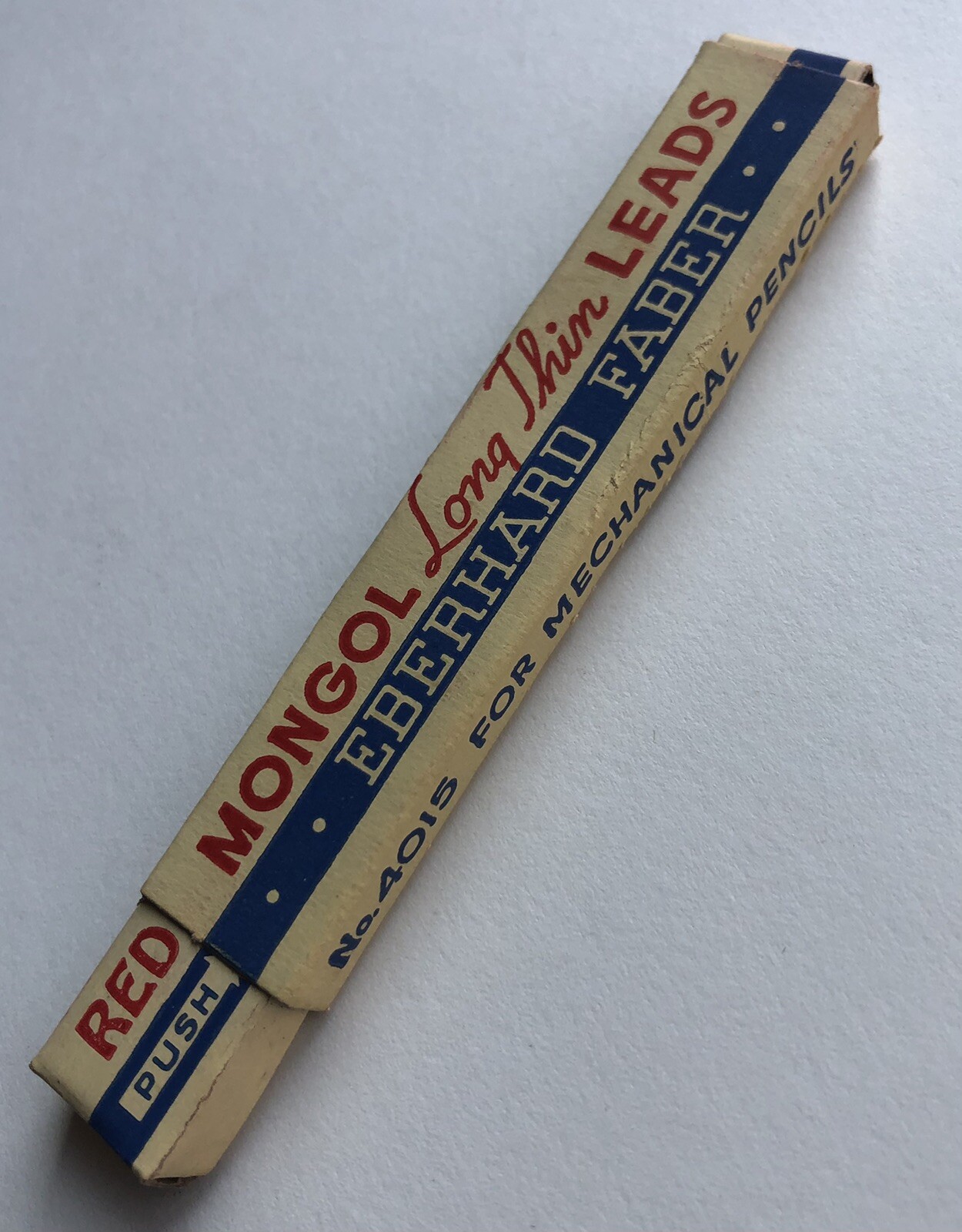 Vintage EBERHARD FABER Mongol RED Mechanical Pencil Lead 1.18mm 4″ NOS 6pk USA