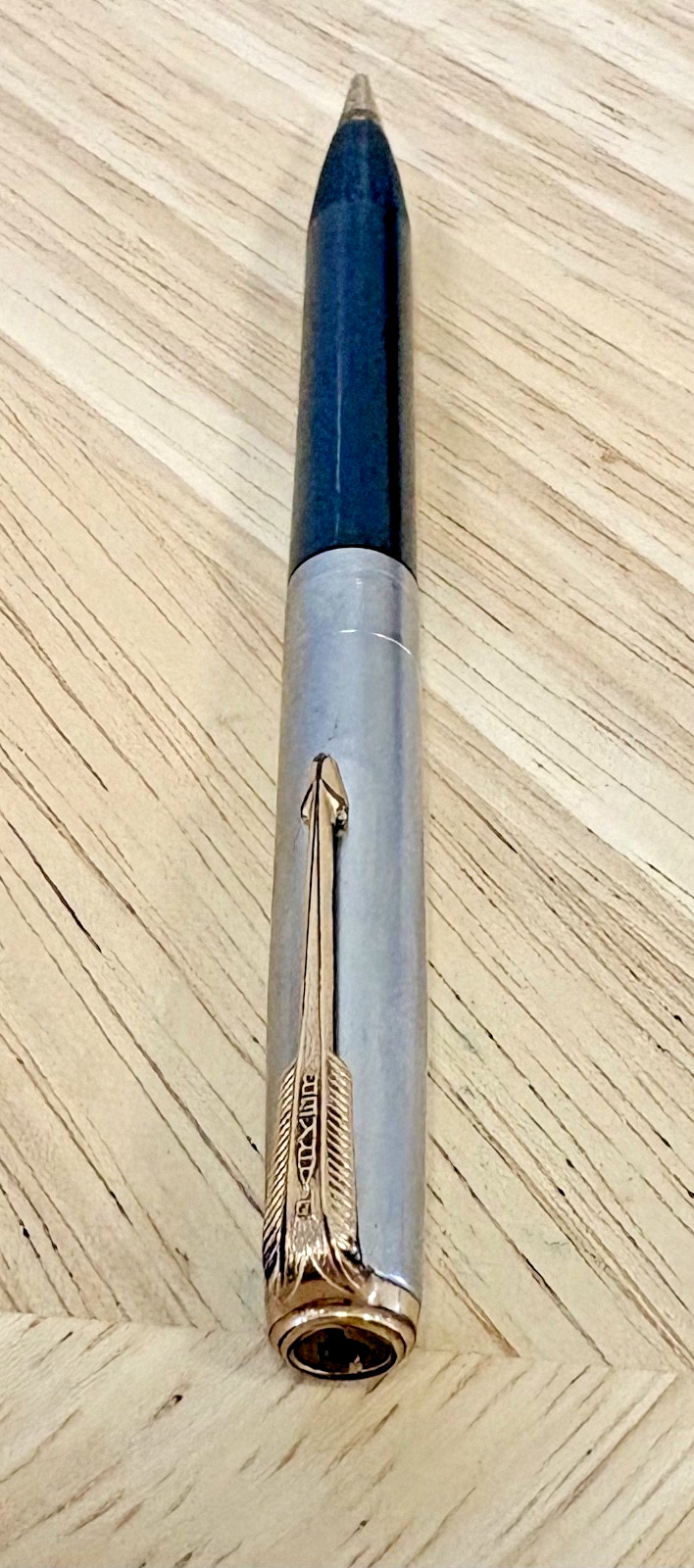 Vintage Parker 51 Mechanical Pencil Black Barrel Brushed Steel Cap