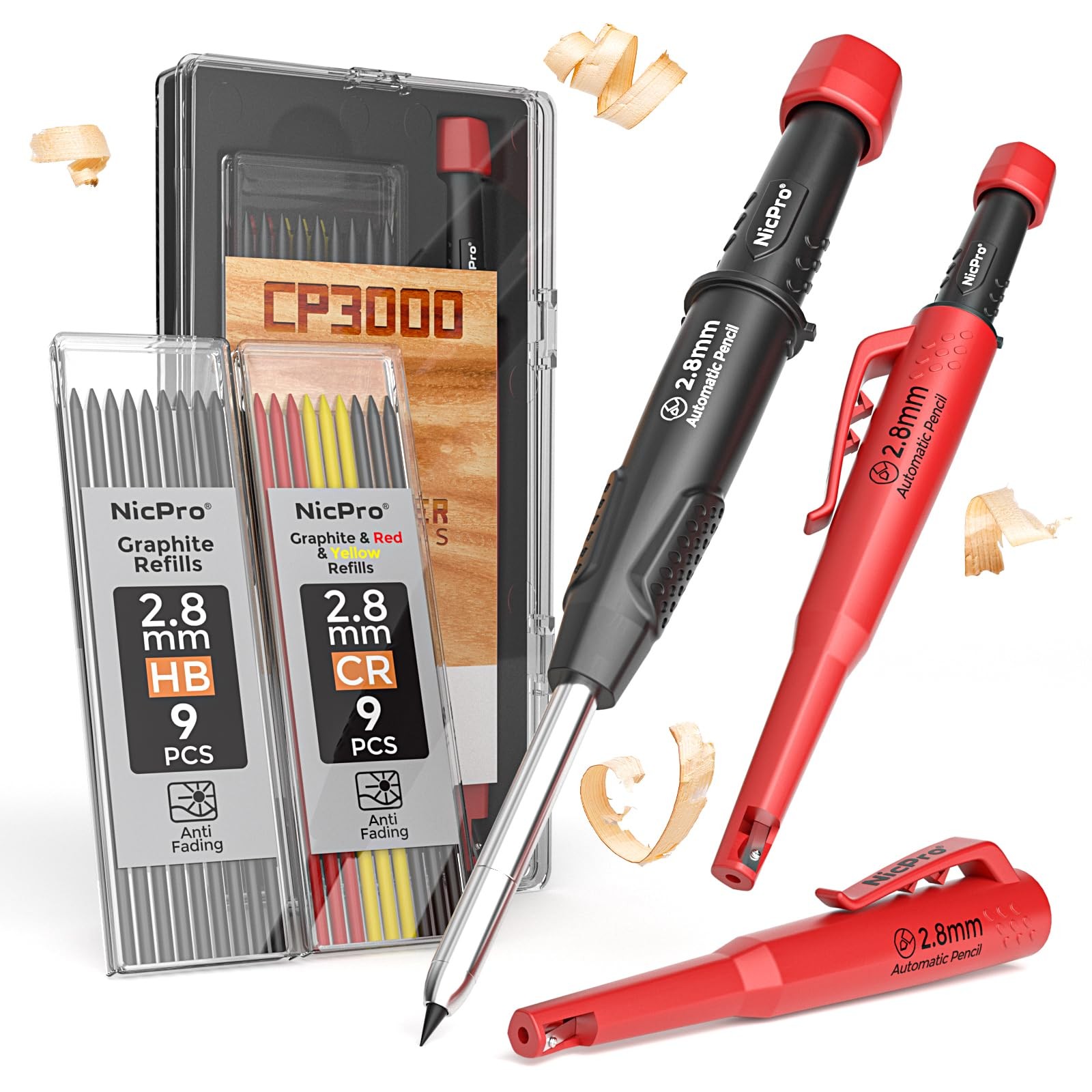 Carpenter Pencil Deep Hole Marker 45mm Tip Construction Woodworking Tool Set Red